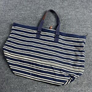 GAP Tote Bag Womens Extra Large Blue Striped Canvas Cotton Beach Travel R149593